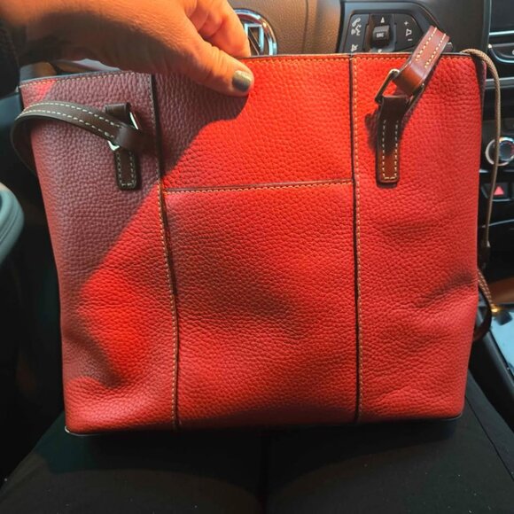 Dooney & Bourke Leather Orange Geranium Tote/shoulder bag - Picture 2 of 4